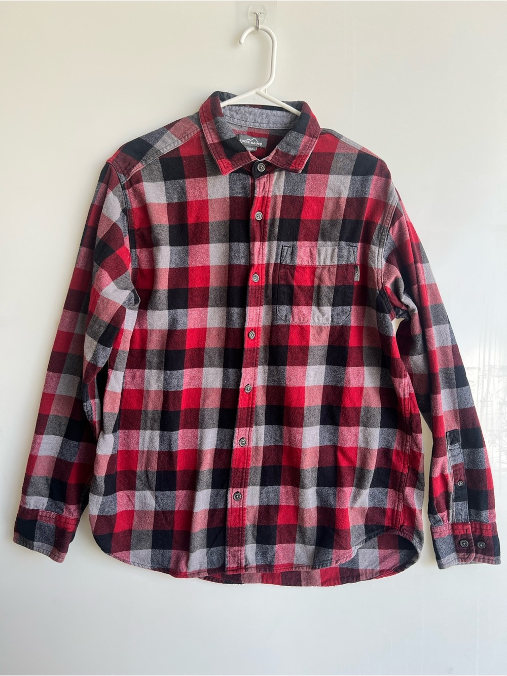 Eddie Bauer Red and Black Plaid Button-Down Shirt